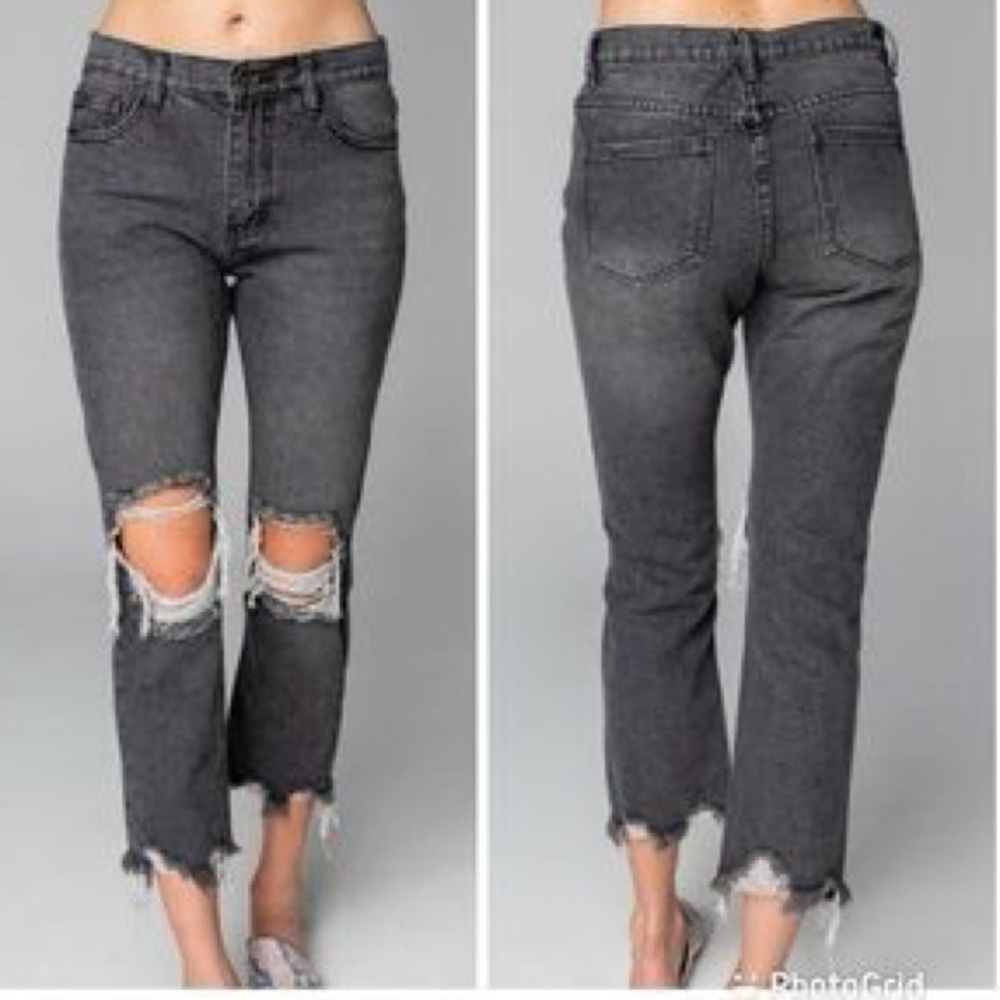 Buddy Love Charcoal Distressed Rosco straight leg Jeans size 28